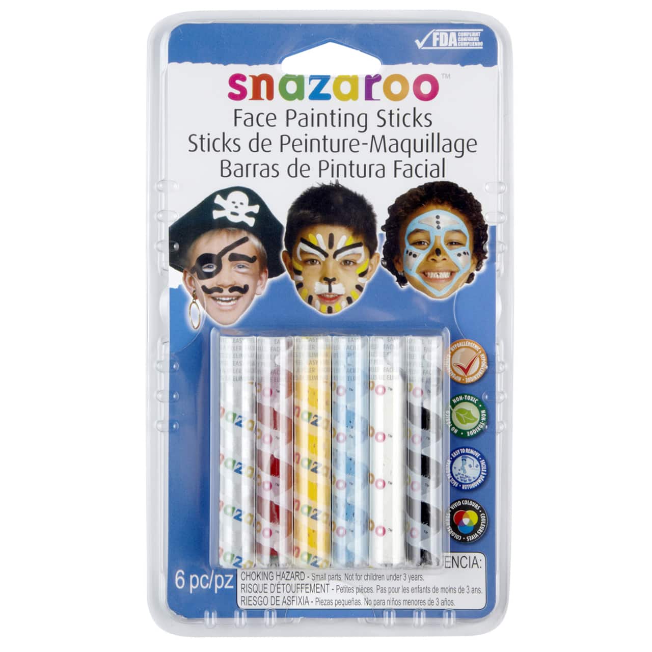 Ensemble de bâtons de peinture-maquillage pour le visage Snazaroo, bleu